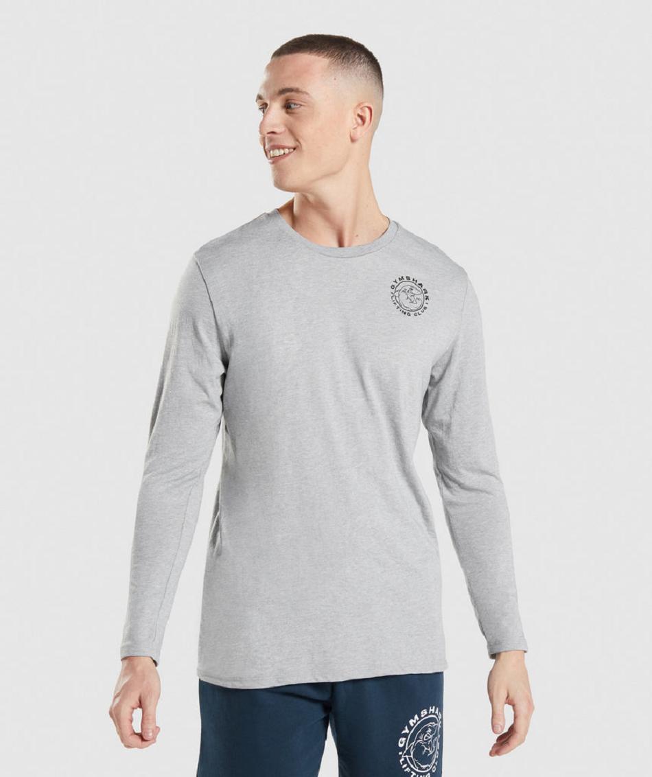 Long Sleeve Gymshark Legacy Hombre Gris Claro | CO 3537GSO